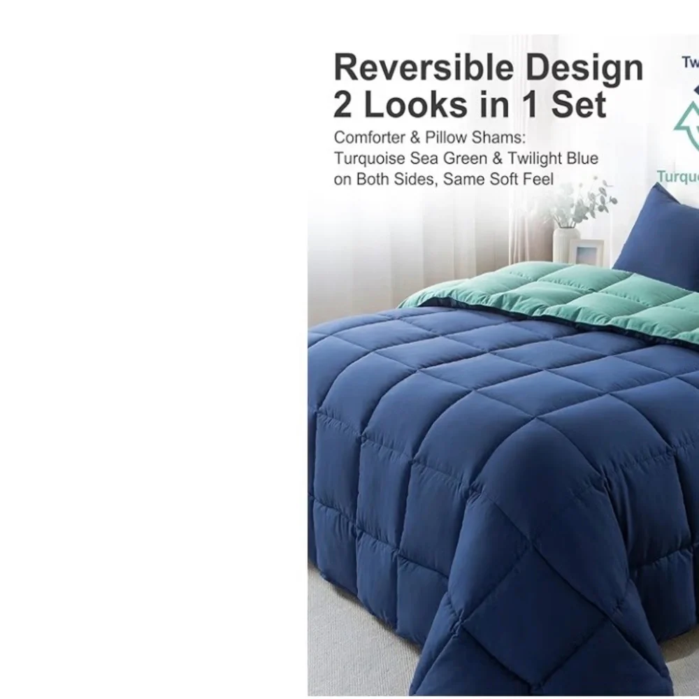 KASENTEX Queen Comforter Set – Reversible Dual Color – Goose Down Alternative